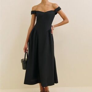 Reformation Monet Linen Dress in Black *NEW*